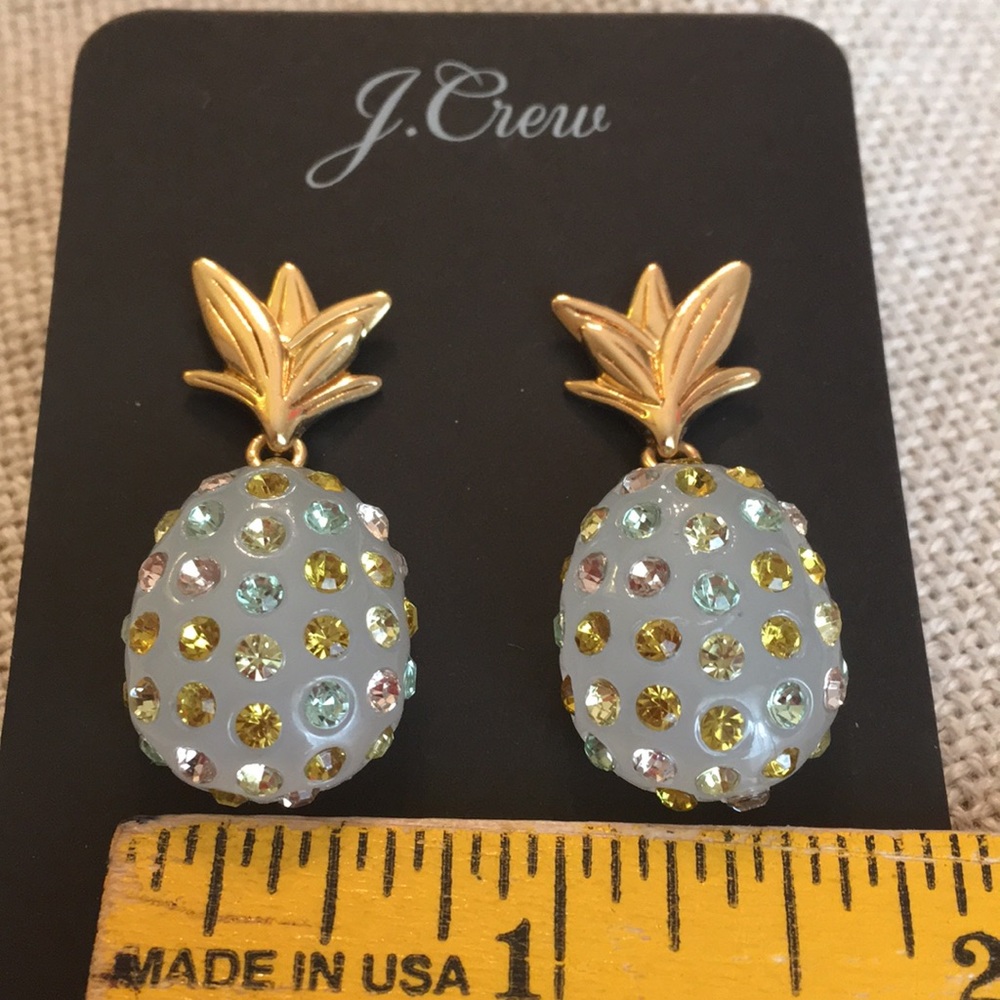J. Crew Sparkle Pineapple Earrings Frosted Citrus - Picture 6 of 8